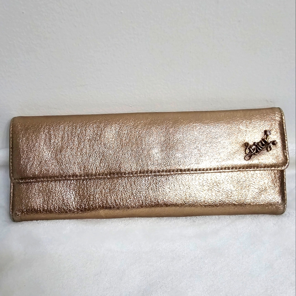 Juicy Couture Logo Retro Y2K Style Metallic Long Organizer Clutch Wallet
